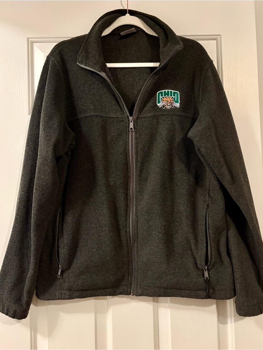 Ohio University Columbia Dark Gray Full-Zip Fleece Jacket with Green Ohio Logo